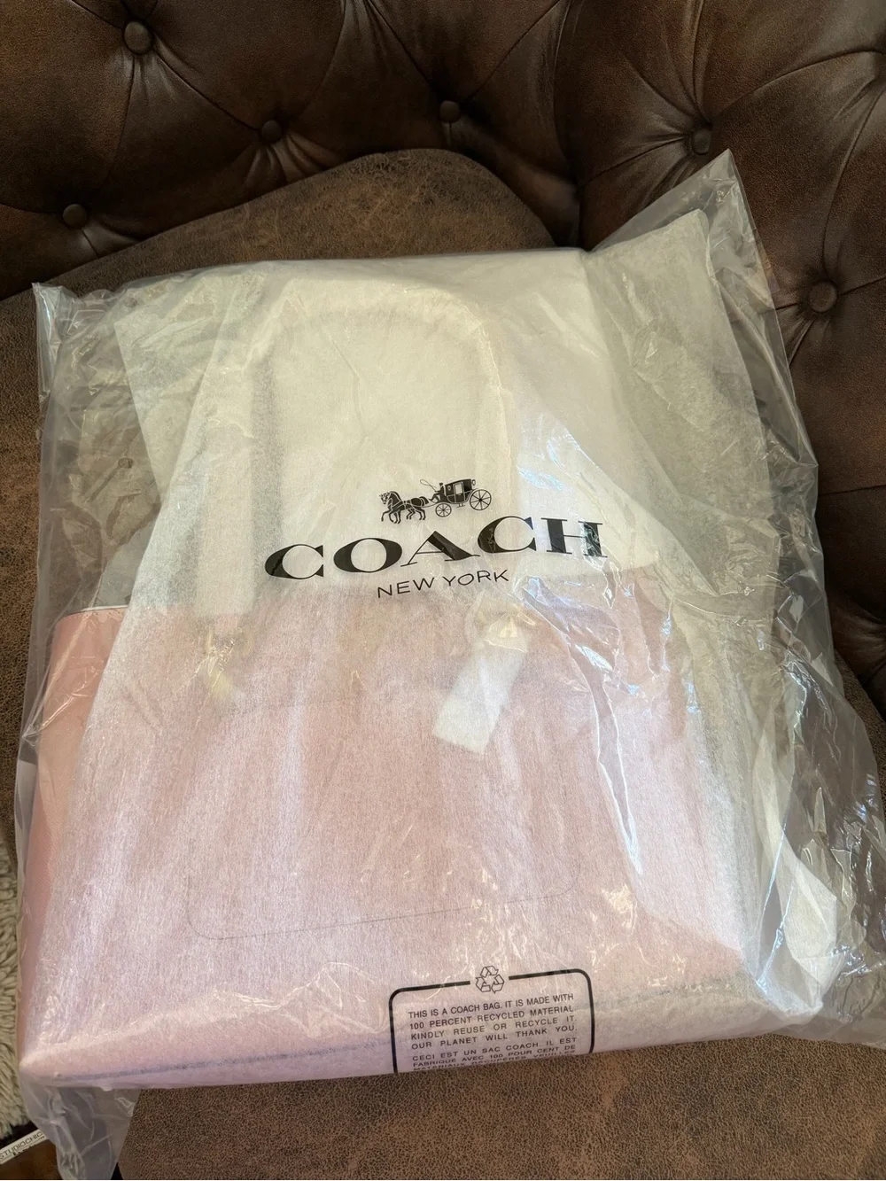 Coach Station Tote in Dusty Pink with Gold Hardware